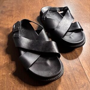 Anthony Veer Cancun Cross Strap Comfort Leather Sandals in black 12